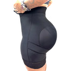 High-Waisted Structured Shaping Short with Front Hook Closure and Lace Hem