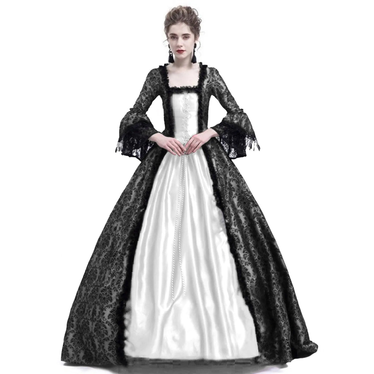 Elegant Victorian Gothic Lace Ball Gown with Vintage Alternative Fashion Style - BigCat Streetwear