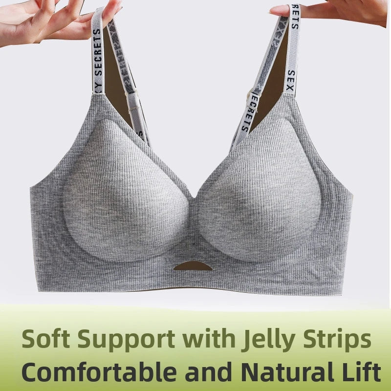 Heathered Grey Ribbed Maternity Bra with Sporty Lettered Straps