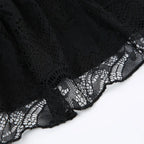 Tiered Lace Trim Bow Detail A-Line Gothic Inspired Mini Skirt
