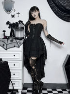 Layered Gothic Corset Dress with Dark Kawaii Alternative Fashion Aesthetic