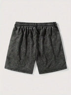Vintage Washed Cotton Drawstring Shorts with Relaxed Fit and Utility Pockets