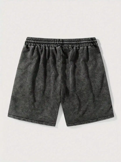 Vintage Washed Cotton Drawstring Shorts with Relaxed Fit and Utility Pockets