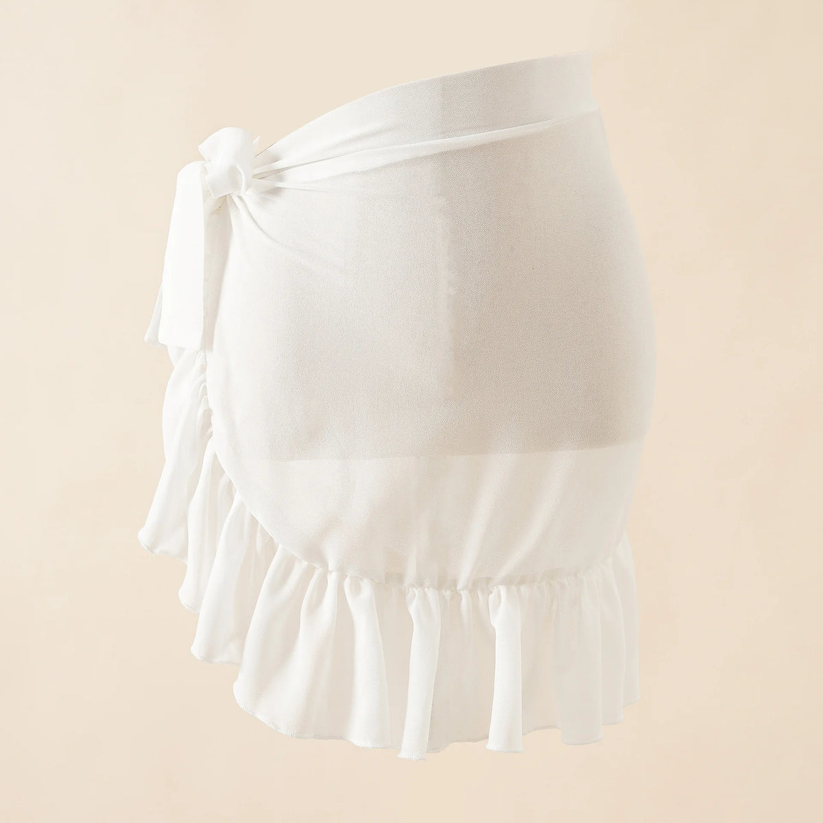 Sheer Printed Chiffon Bikini Cover-Up Skirt with Lightweight Wrap Design for Beach and Poolside Styling