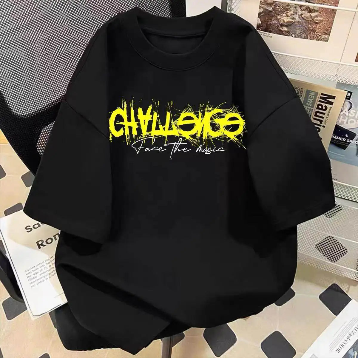 Heavyweight Typography Graphic Streetwear T-Shirt with Distressed Urban Artwork