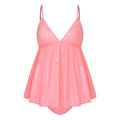 Glossy Pink Flared Babydoll Dress and Matching Briefs Set