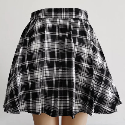 Plaid Pleated Mini Skirt High Waist Alternative Fashion Streetwear Bottom