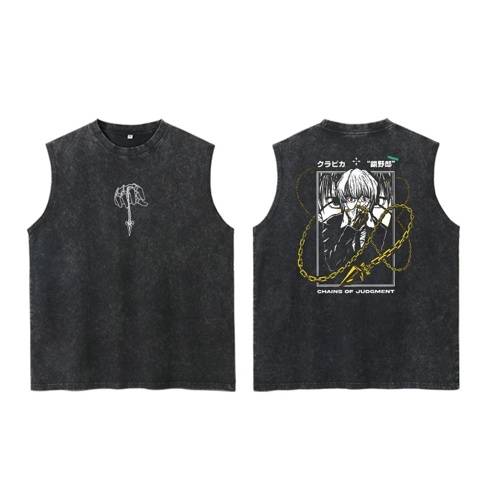 Anime Mystic Emblem Washed Sleeveless Streetwear Tank Top