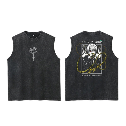 Anime Mystic Emblem Washed Sleeveless Streetwear Tank Top