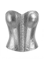 Luminous Metallic Silver Overbust Corset with Front Hook Closure