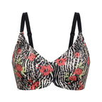 Cheerful Cherry Print Wire-Free Plunge Bra with Scalloped Trim