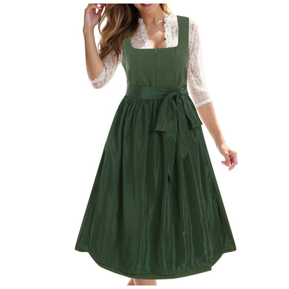 Vintage Inspired Lace Up Bodice Cottagecore Alternative Midi Dress