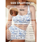 Women's Floral Print High-Waisted Bikini Set with Scoop Neckline, Whip-Stitch Detailing and Coordinated Two-Piece Swimwear