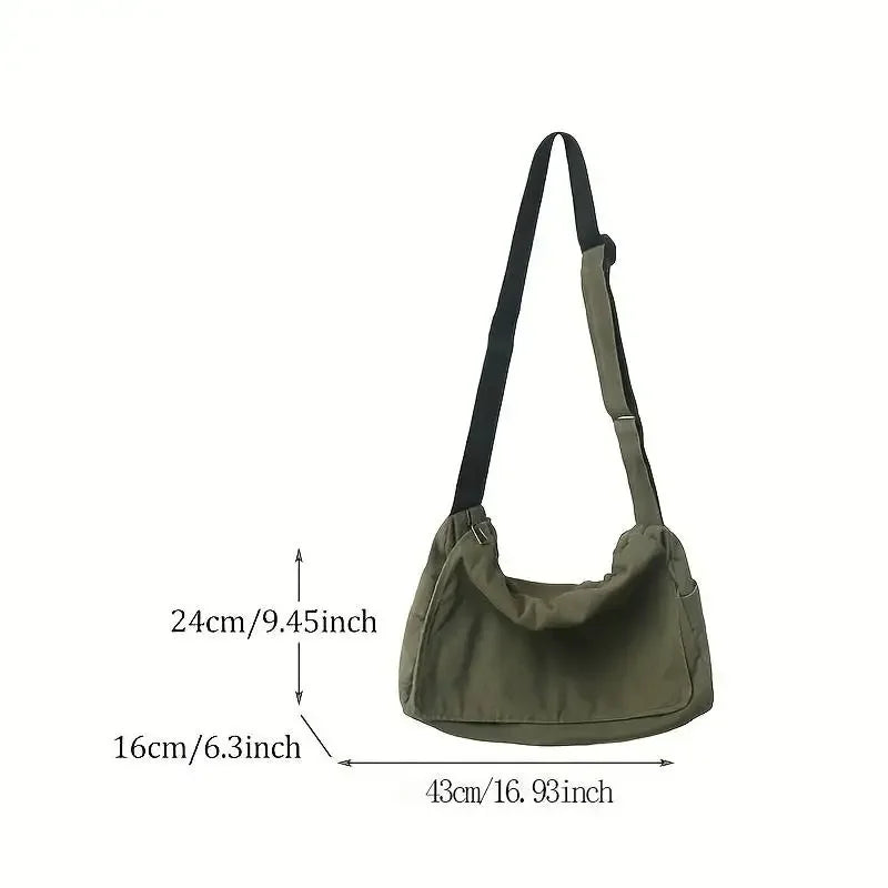 Vintage Canvas Messenger Bag with Flap Closure Casual Crossbody Shoulder Design