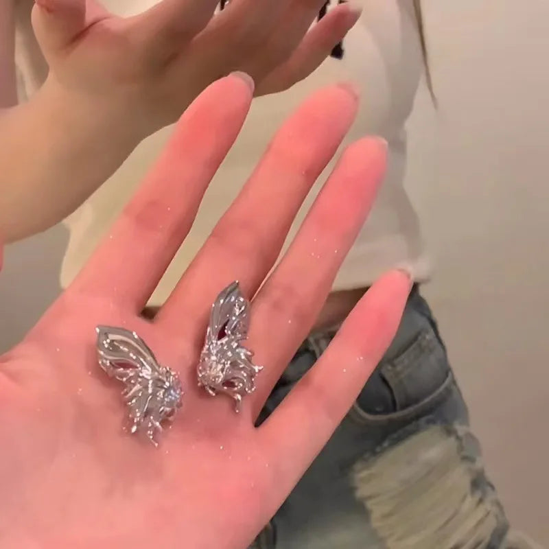 Liquid Metal Inspired Clip Earrings for Y2K Punk Alternative Fashion
