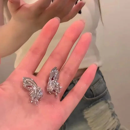 Liquid Metal Inspired Clip Earrings for Y2K Punk Alternative Fashion