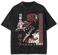 Vintage Anime Goth Graphic T-Shirt with Distressed Horror Manga Design