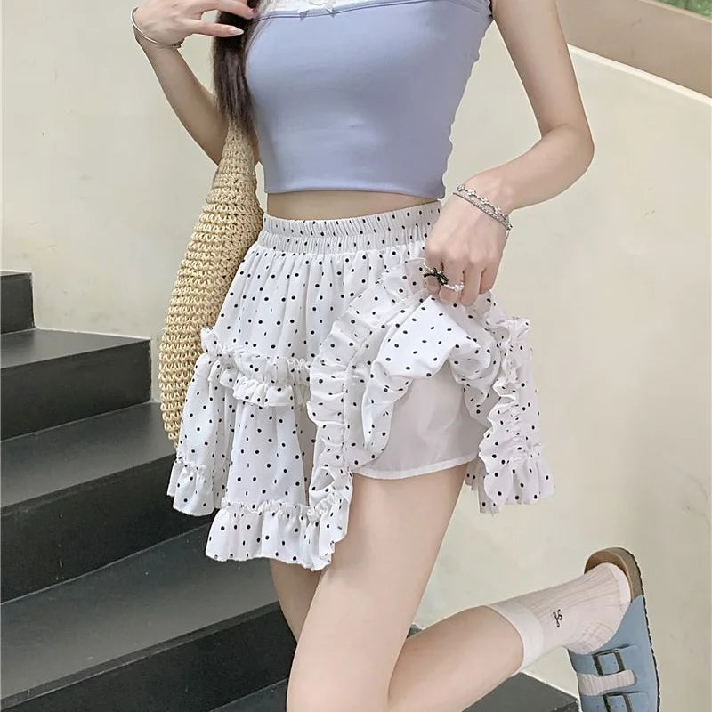 Tiered Ruffle Mini Skirt with Elastic Waist Balletcore Streetwear Silhouette