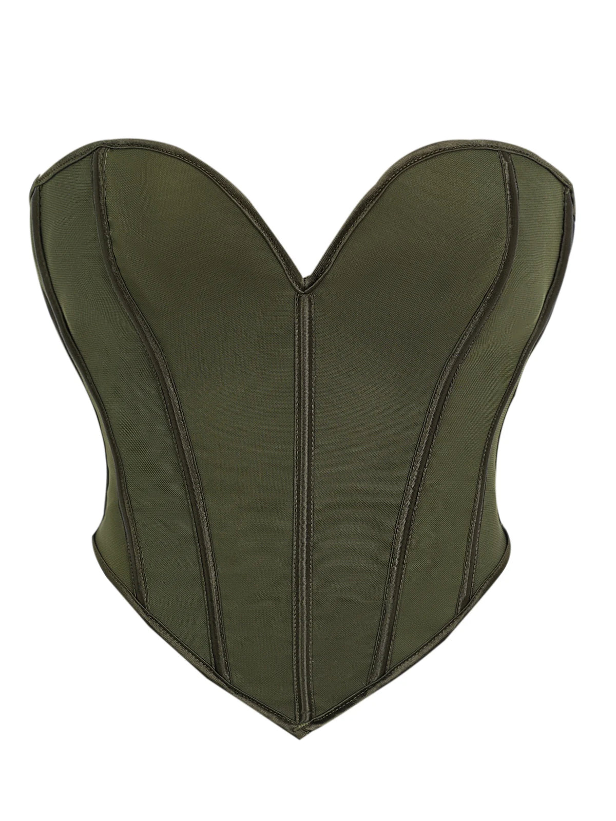 Minimalist Black Strapless Sweetheart Corset with Plunging Neckline