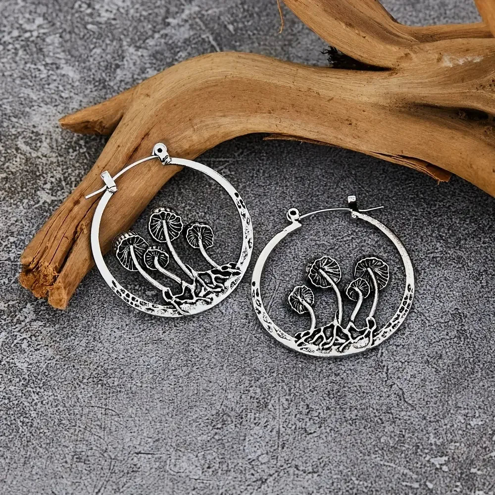 Mushroom Hoop Earrings for Gothic Fairy Grunge and Alternative Fashion