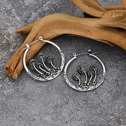 Mushroom Hoop Earrings for Gothic Fairy Grunge and Alternative Fashion
