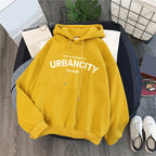 Women's Relaxed Graphic Pullover Hoodie with Minimal Typography Casual Streetwear Sweatshirt