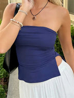 Minimalist Strapless Tube Crop Top with Slim Fit Contemporary Streetwear Style
