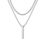 Layered Bar Pendant Necklace Minimalist Alternative Fashion Jewelry