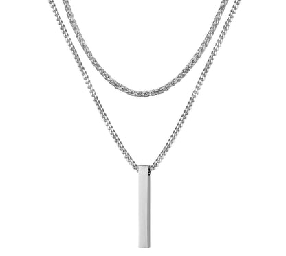 Layered Bar Pendant Necklace Minimalist Alternative Fashion Jewelry