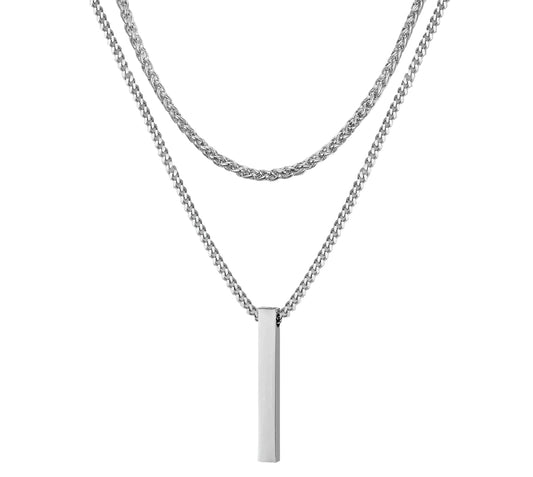 Layered Bar Pendant Necklace Minimalist Alternative Fashion Jewelry