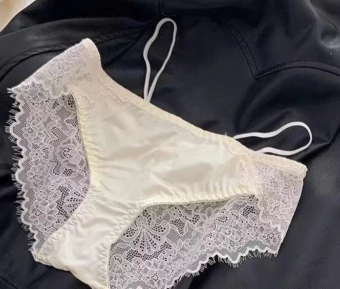 Scalloped Eyelash Lace Bralette and Boyleg Short Set with Cutout Front Detailing