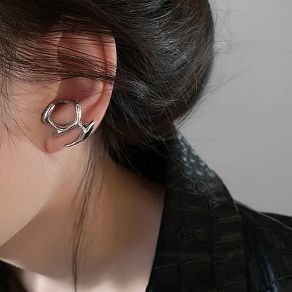 Liquid Metal Inspired Clip Earrings for Y2K Punk Alternative Fashion