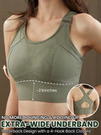 Olive Green Full-Coverage Sports Bra with Racerback Keyhole and Wide Band