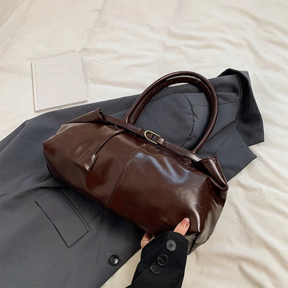 Soft PU Leather Slouchy Hobo Tote Bag with Top Handle Design