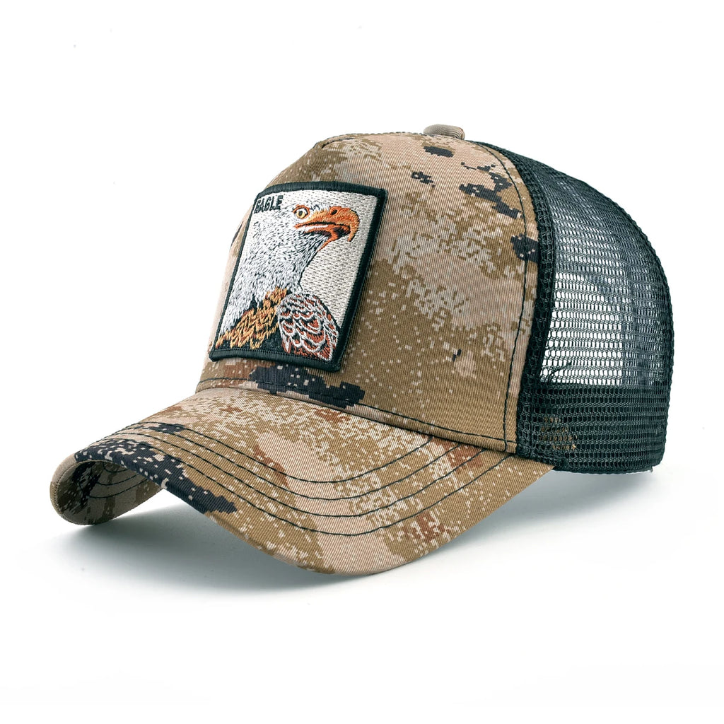 Embroidered Patch Mesh Trucker Cap Adjustable Curved Brim Casual Streetwear Outdoor Hat