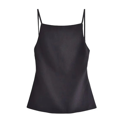 Minimalist Backless Spaghetti Strap Tank Top with Slim Fit Everyday Streetwear Style