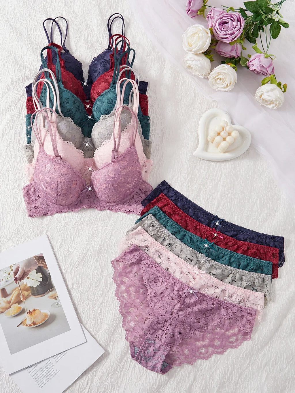 Contour Push-Up Lace Bra and Matching Scalloped Hipster Panty Everyday Intimates Set