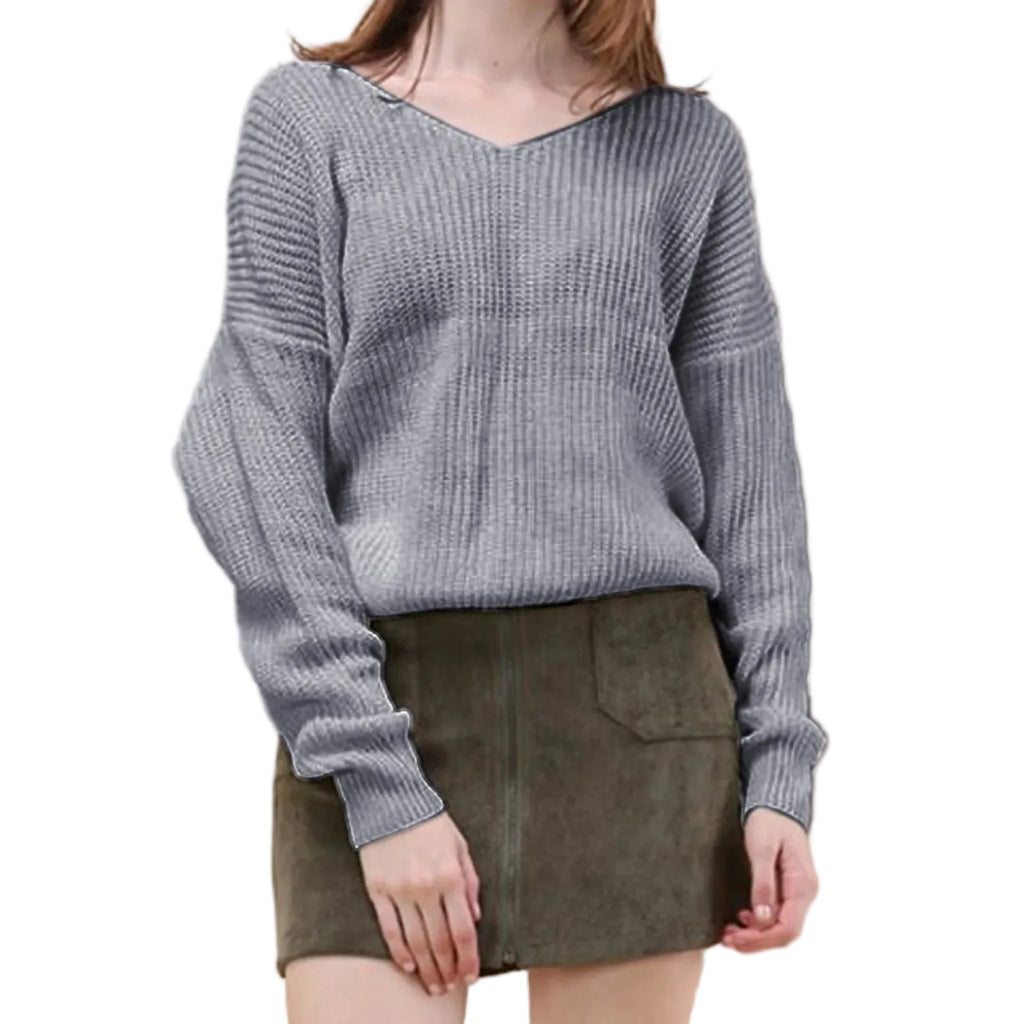 Women's Twisted Front Ribbed Knit Sweater with Cropped Contemporary Silhouette