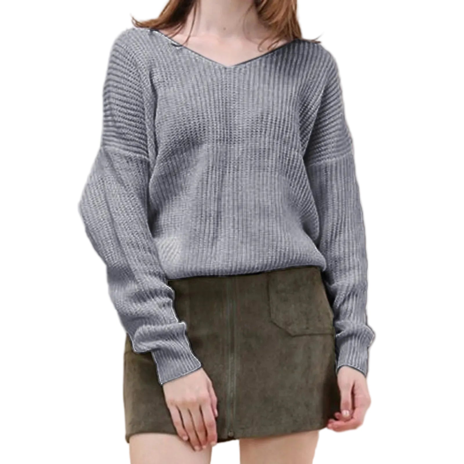 Women's Twisted Front Ribbed Knit Sweater with Cropped Contemporary Silhouette