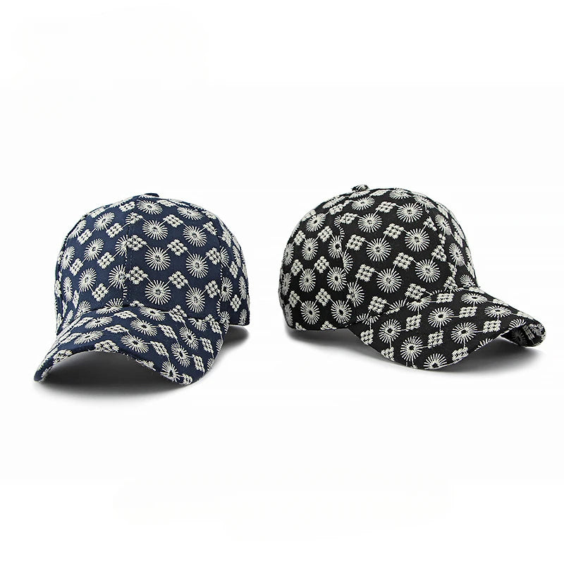 Retro Floral Pattern Baseball Cap Adjustable Curved Brim Casual Streetwear Fashion Hat