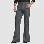 Men's Mid Rise Flared Casual Trousers with Relaxed Fit and Modern Streetwear Style