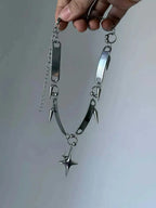 Star Charm Riveted Choker Necklace for Punk Gothic and Y2K Fashion