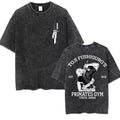 Minimalist Anime Goth Graphic Tee with Retro Manga Streetwear Artwork