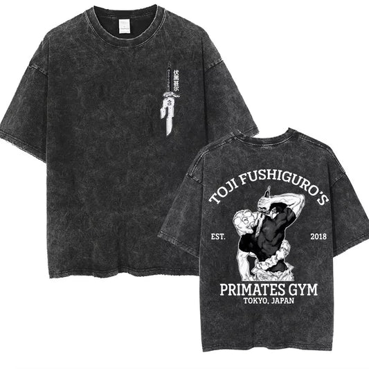 Minimalist Anime Goth Graphic Tee with Retro Manga Streetwear Artwork