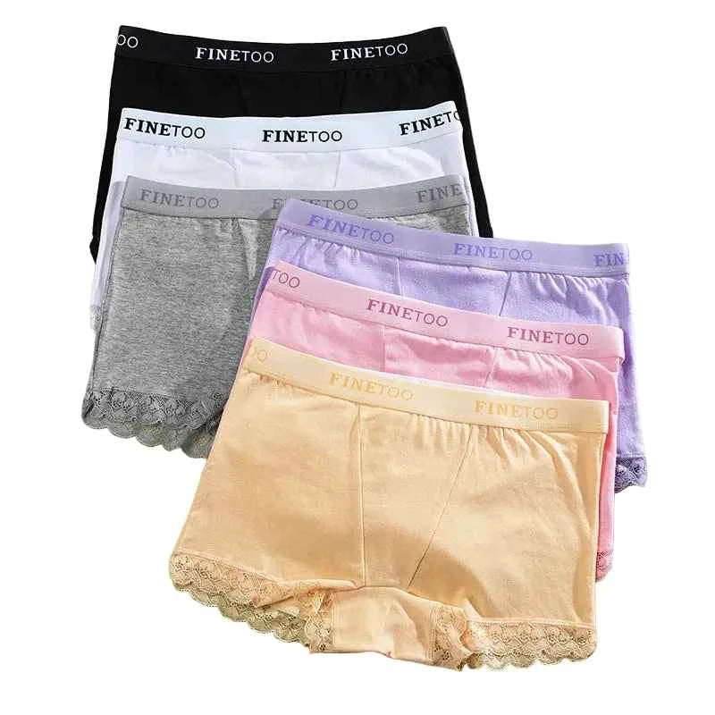 6-Piece Women’s Mid-Rise Boyshort Briefs Set with Wide Waistband, Lace-Trim Styling and Assorted Solid Colors