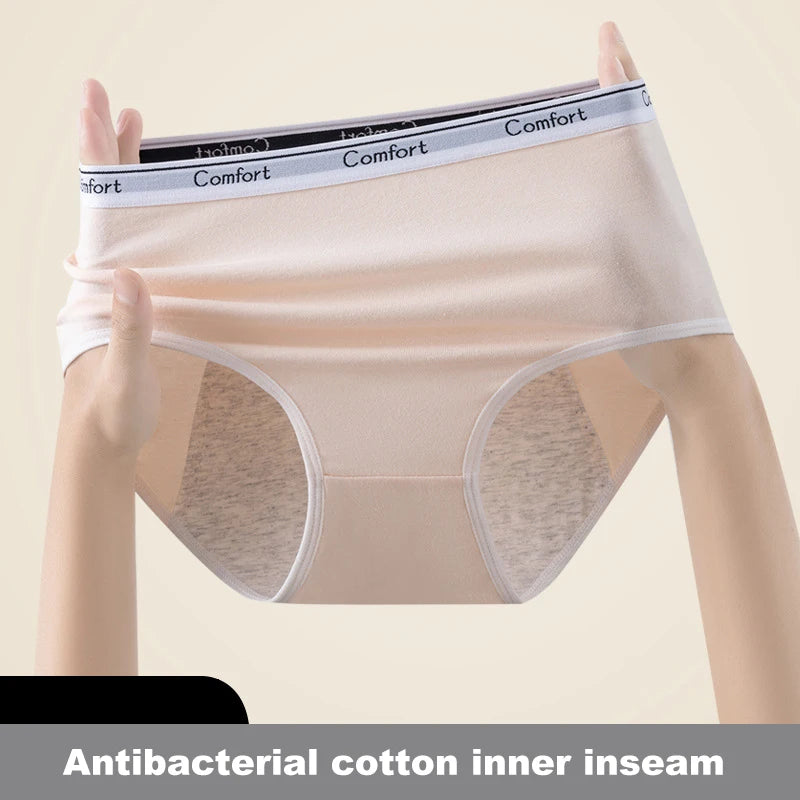Six-Piece High-Waisted Menstrual Brief Set with Striped Waistbands