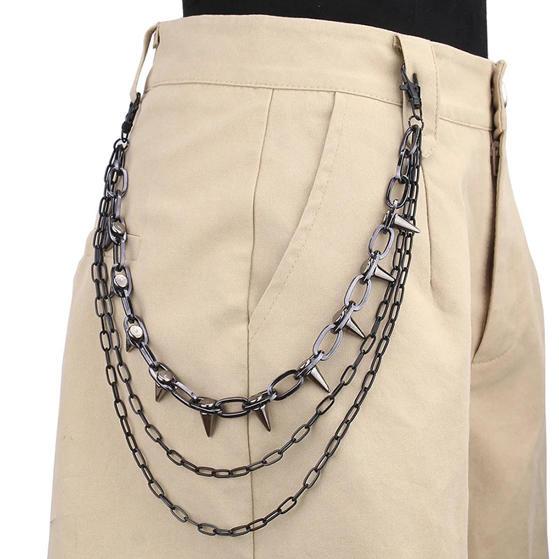 Layered Spike Chain Belt Accessory for Punk, Grunge and Gothic Outfits