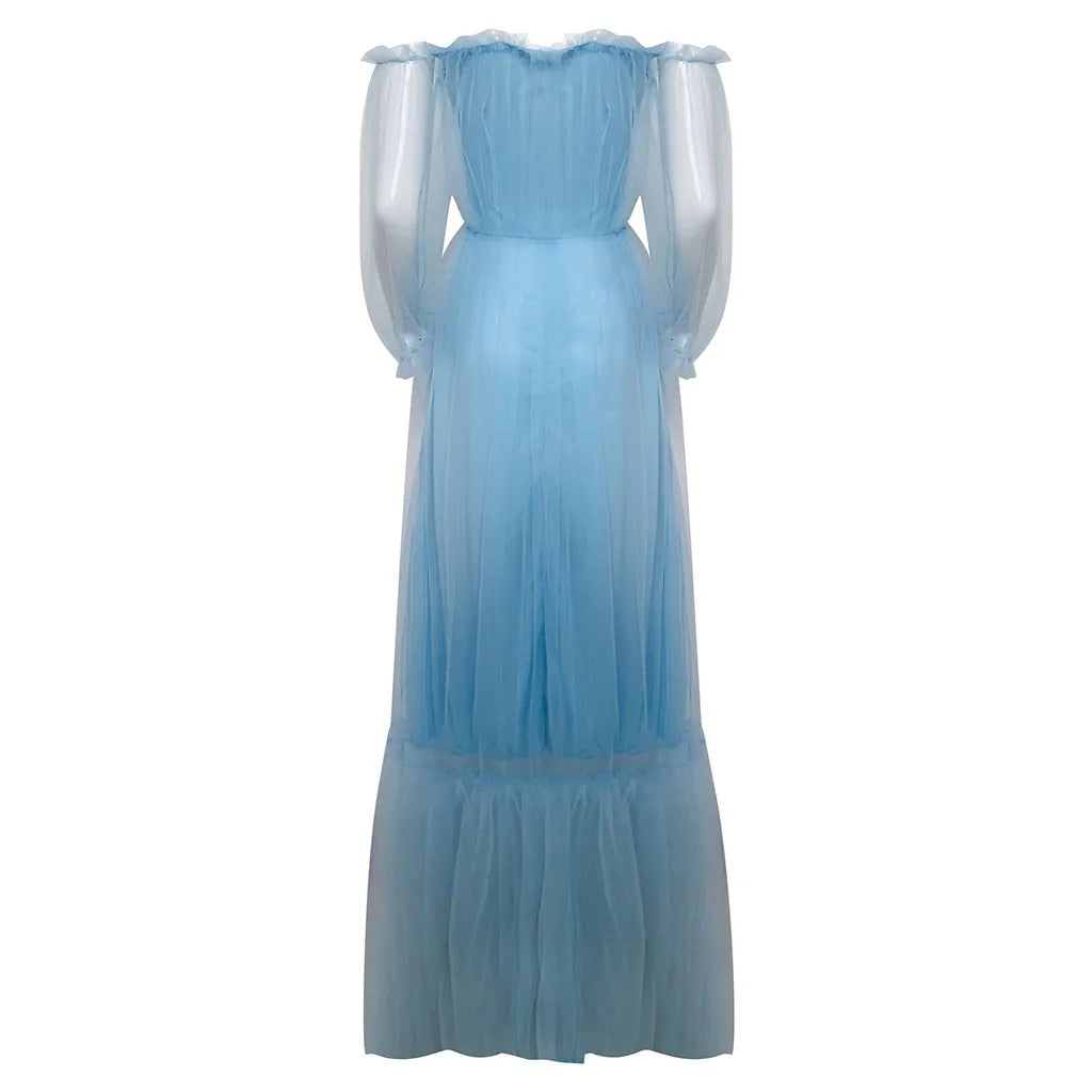 Ethereal Puff Sleeve Maxi Dress with Romantic Flowing Silhouette