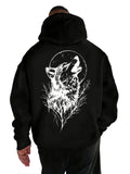 Dark Anime Streetwear Hoodie with Gothic Manga Wolf Graphic Artwork