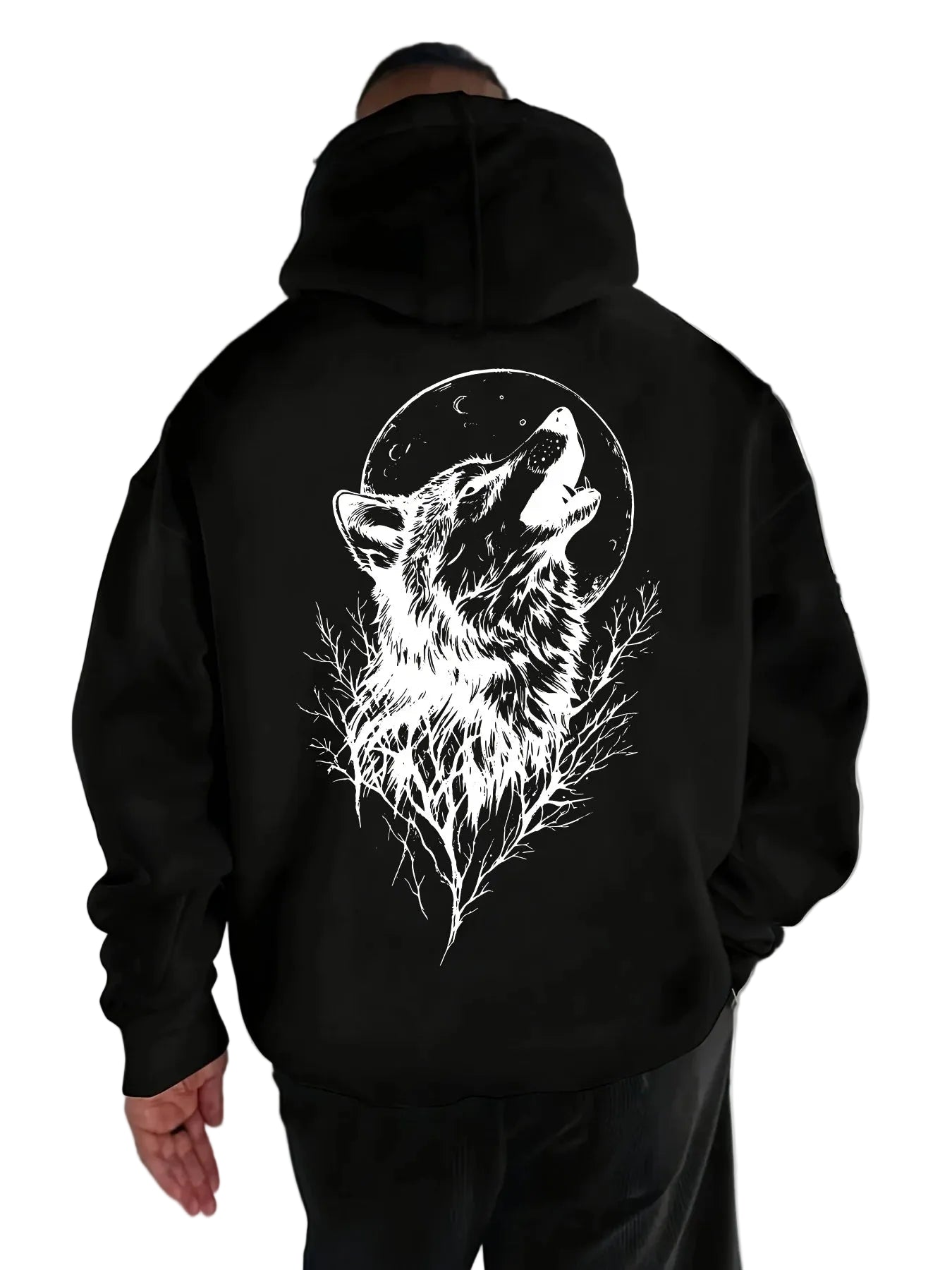 Dark Anime Streetwear Hoodie with Gothic Manga Wolf Graphic Artwork
